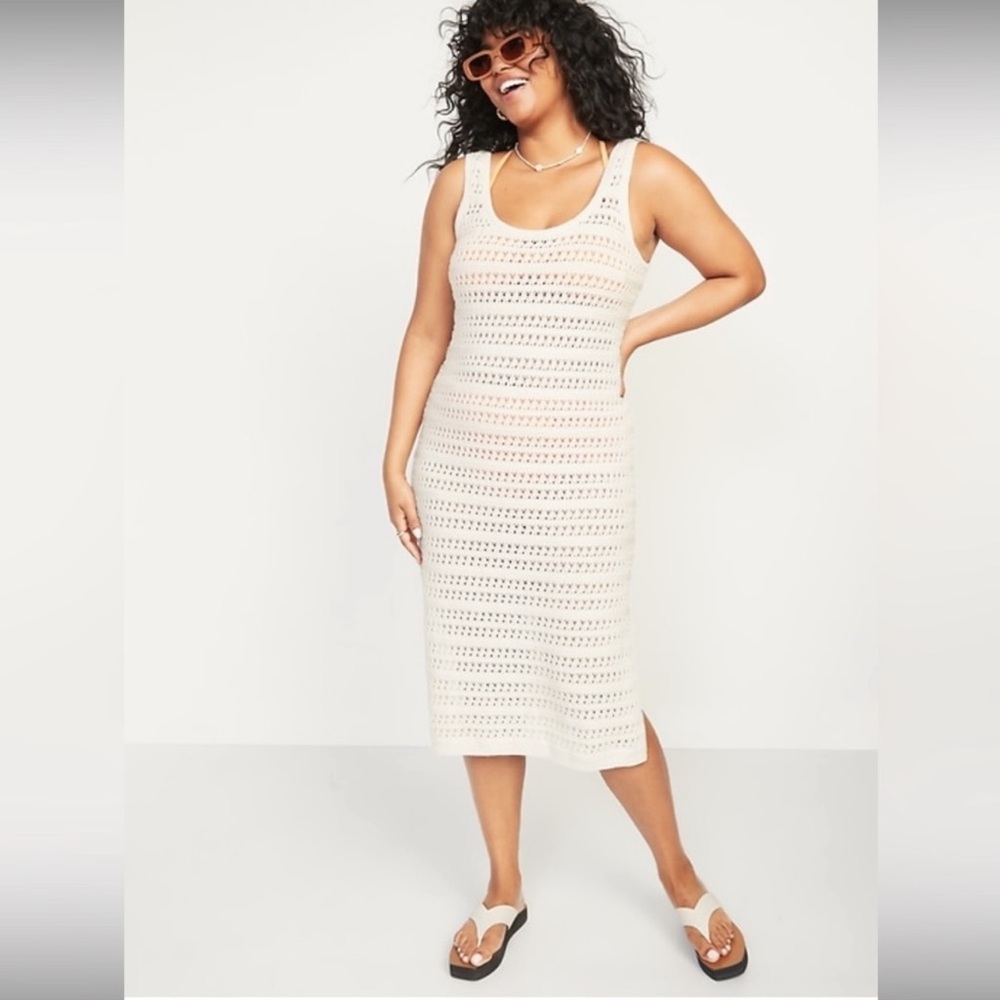 OLD NAVY Sleeveless Crochet Swim Coverup Midi Dress